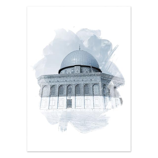 Decoratiuni Ramadan Moscheea albastră marocană Arhitectură Pânză Artă Pictură Islamică Imprimare pe perete Poster Poză decorativă