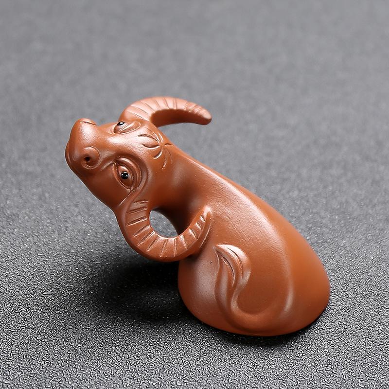 Purple Clay Zodiac Ox Tea Pet Handmade Boutique Tea Tray Animal Decoration Crafts Tea set accessories