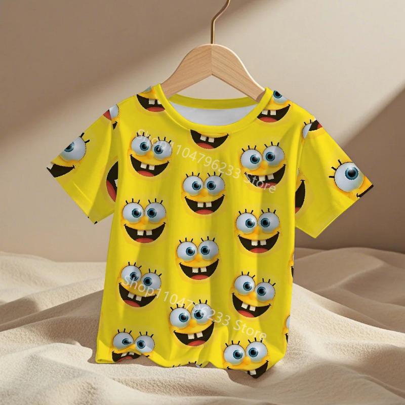 Cute Cartoon Spongebobs Baby Clothing Outdoor Clothes Boy Girl Child Women's Tshirts Children Adult Parent Child T Shirts