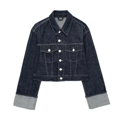 Spring and Autumn Women's Coat Denim Blue Retro Special Lapel Single-breasted Top Street Fashion Wear with Girls Short Coat