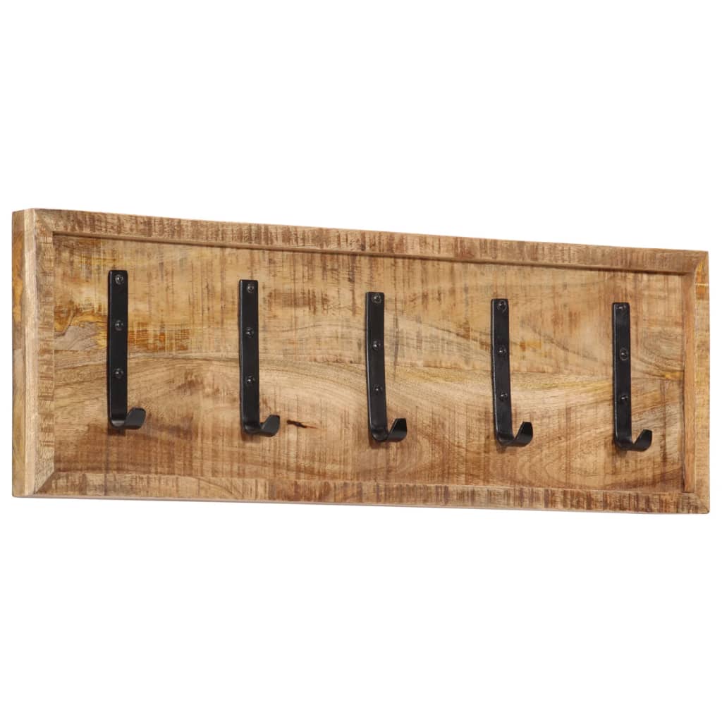 vidaXL Wandgarderobe mit 5 Haken Massivholz Mango braun