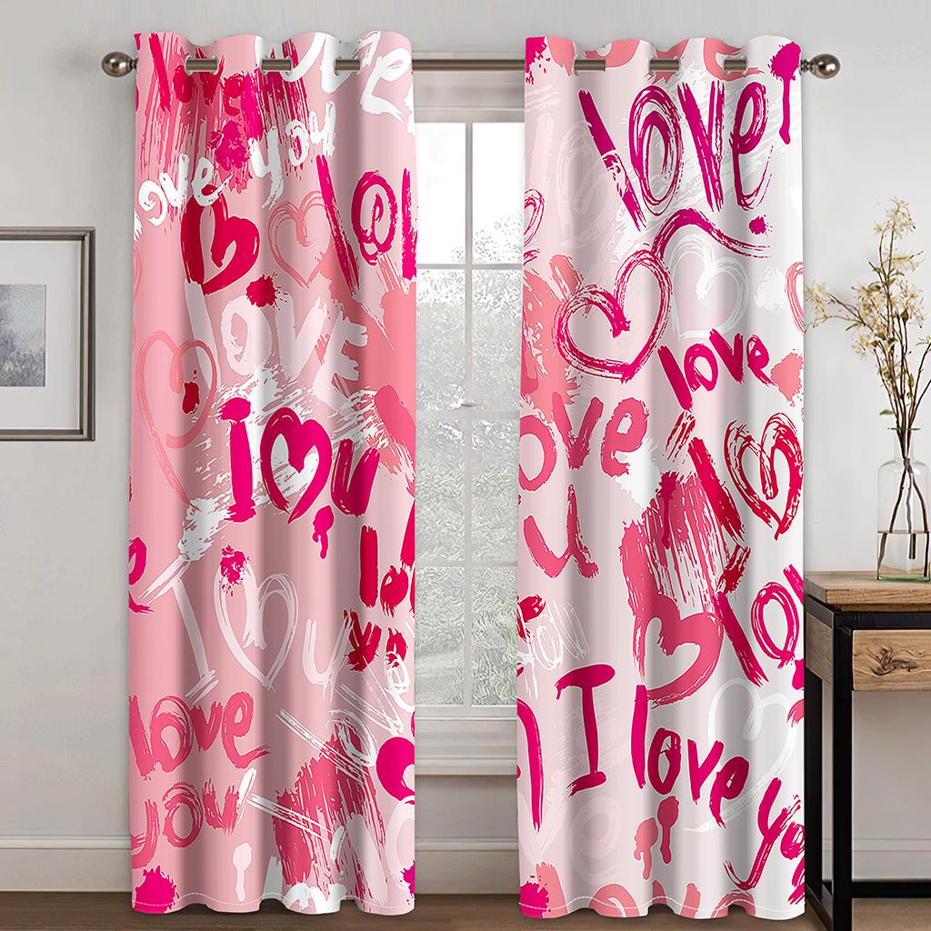 Pink Princess Castle Curtains for Living Room Window Curtain Drape Rod Pocket Girl's Bedroom Panel Fabric Decor Cortinas