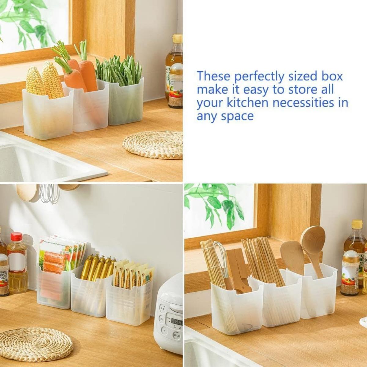 

Fridge Side Door Storage Containers Plastic Translucent Refrigerator Side Door Storage Box Refrigerator Organizer Box Fridge Organizer Bins, Pack of 2 2pcs білий