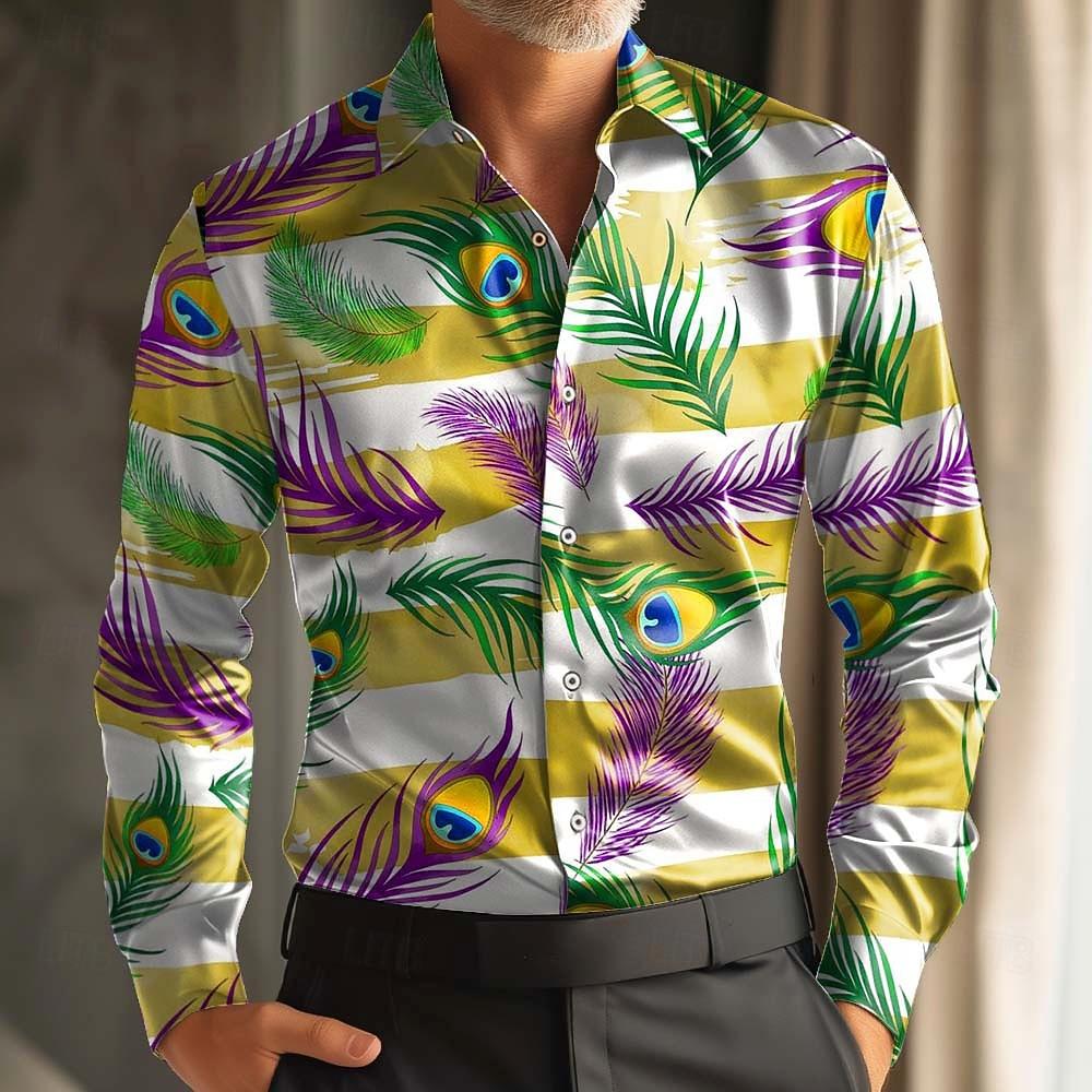 Camicia da uomo a maniche lunghe con stampa Paisley Retro Carnevale, Vestibilità larga, Stile Streetwear Casual, Camicia comoda ed elegante