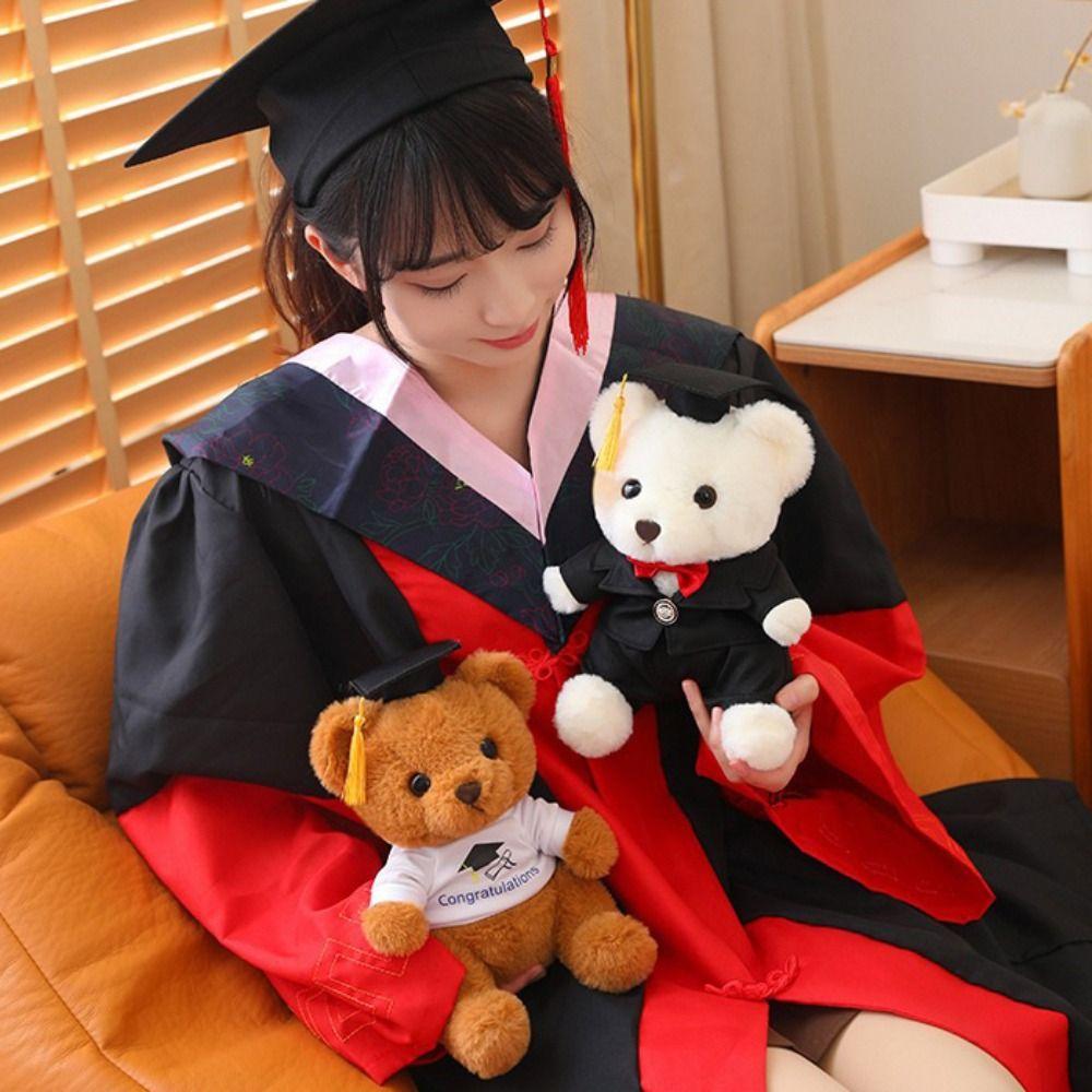 With Doctorial Hat Doctor Cap Graduation Bear Doll Sitting Bear Plush Toys  Party Favors