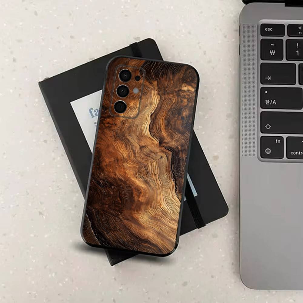 Wood Texture Natural Case For Samsung Galaxy A73,52,71,53,32,72,41,J7,22,Note,31,8,9,Soft Black Silicone Cover
