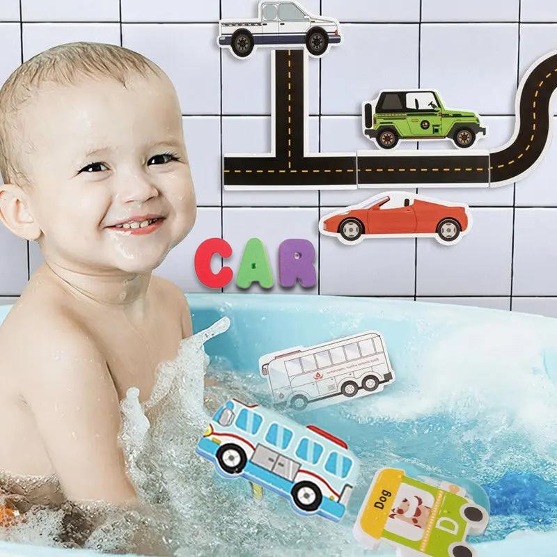 Baby Bath Toys Fun Foam Car Cognitive Floating Toy Traffic Bathroom Bathtub Game for Kids Gifts Early Educational Toy TMZ