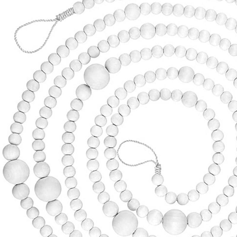 Natural Wooden Bead Strands For Christmas Tree Decors And Gift Wrapping Accent J0MC