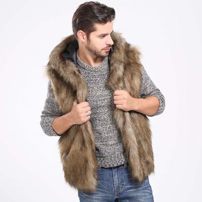 Herren Kunstfellweste Kapuzenweste Warmer Mantel Jacke Winter Kunstfellweste Bodywarmer Oberteile