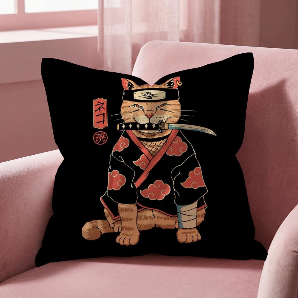 Japanese Style Cat Cushion Cover Multi-Scene Pillow Cover for Home & Car - Reversible, Soft & Durable for Daily Use