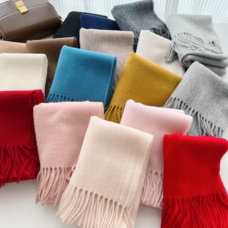 High Quality 100% Wool Wraps Female Male Solid Classic Muffler Women Man Scarves  Autumn Winter Soft Warm Casual Couple Scarf