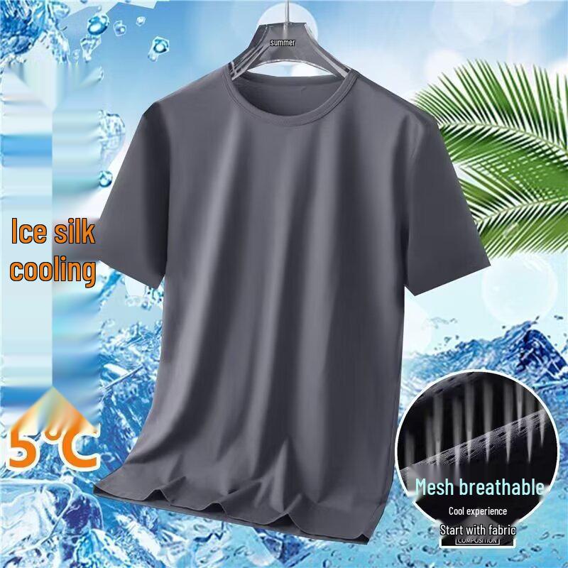 Men's Summer Quick-Dry Mesh Fitness T-Shirt, Elastic Casual Half Sleeve