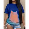 Womens Casual Round Neck Short Sleeve T-Shirt With Butterfly Print Loose Fit 2025