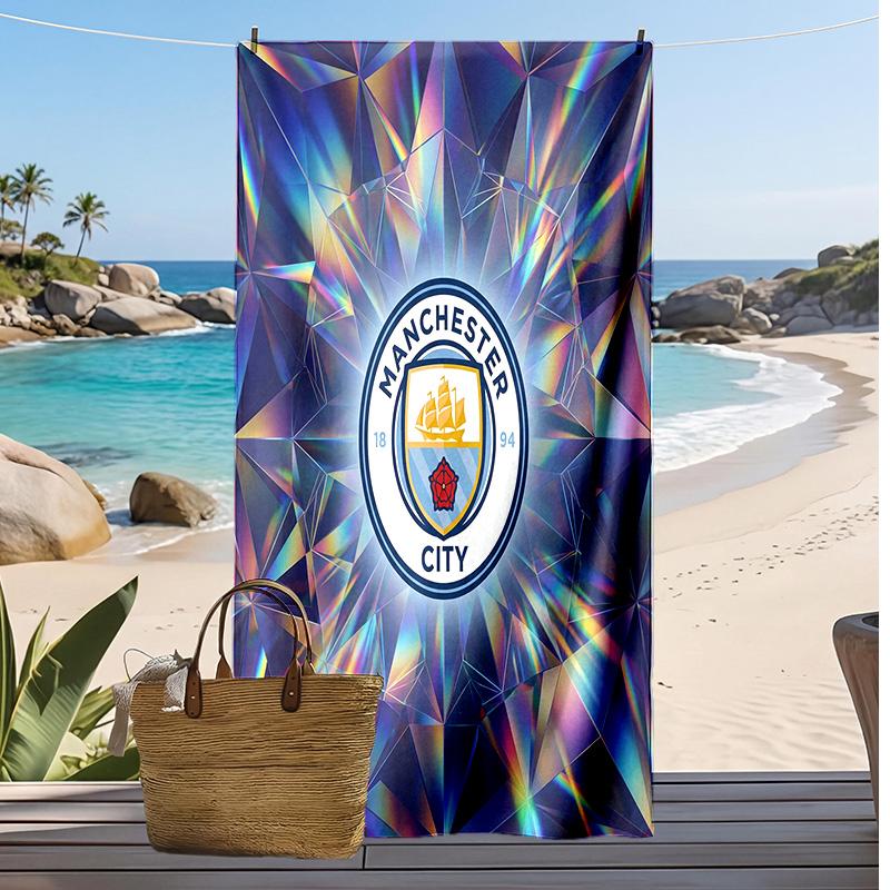Πετσέτα Παραλίας Manchester City Με Σχέδιο Γρήγορου Στεγνώματος Μαλακή Πετσέτα Φορητό Μεγάλο Ορθογώνιο Κάλυμμα Παραλίας για Ταξίδι Πισίνα