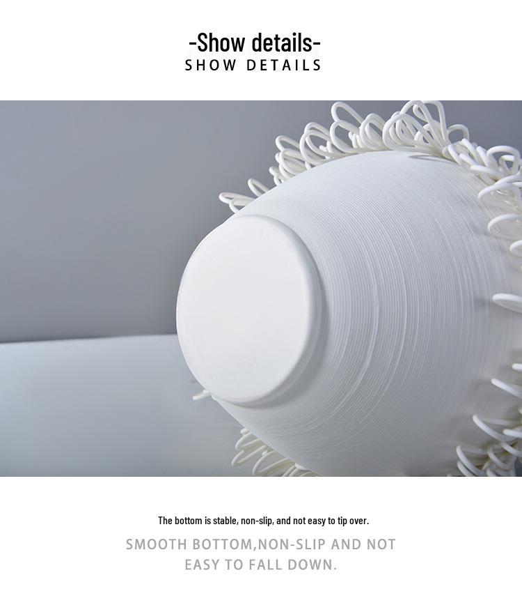 Modern Minimalist 3D White Ceramic Vase: Elegant Living Room Decoration and High-End Flower Container