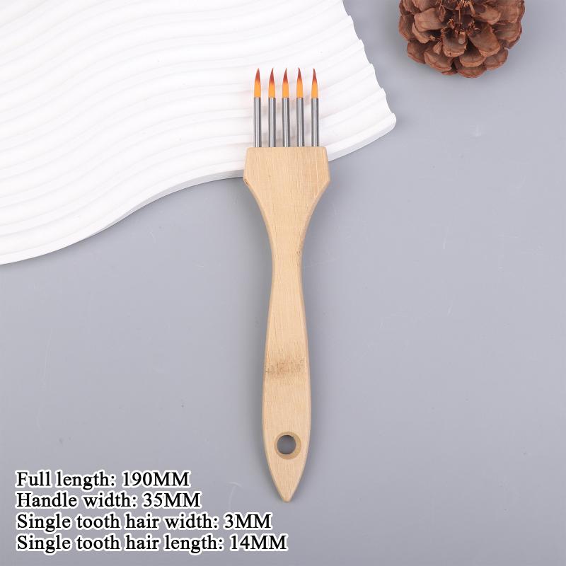 1/3/6Pcs Wooden Handle Multi-toothed Brush Comb Watercolor Acrylic Brushes Set Artists Drawing Supplies