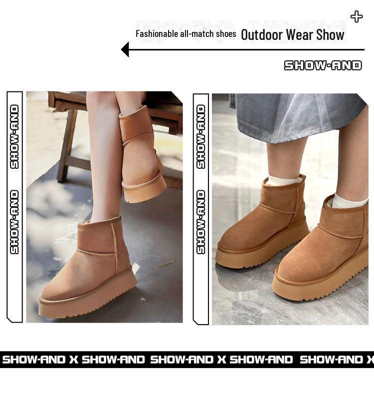 Sangpo Snow Boots: Unisex Sheepskin Fur, Waterproof, Non-Slip, Thick-Soled, Warm Cotton for Autumn/Winter.
