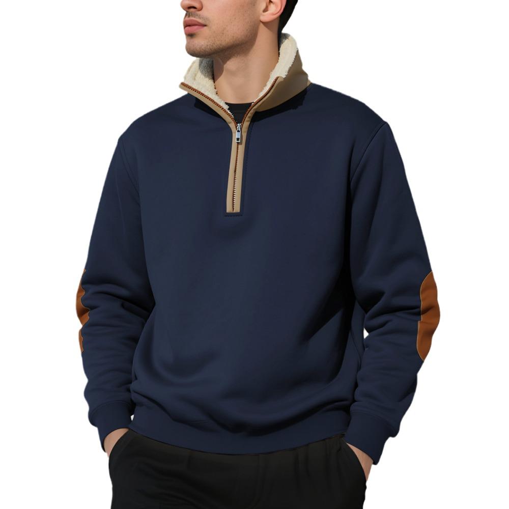 New Arrival Retro Stand Collar Half-Zip Men's Long-Sleeved Casual Sports Sweatshirt