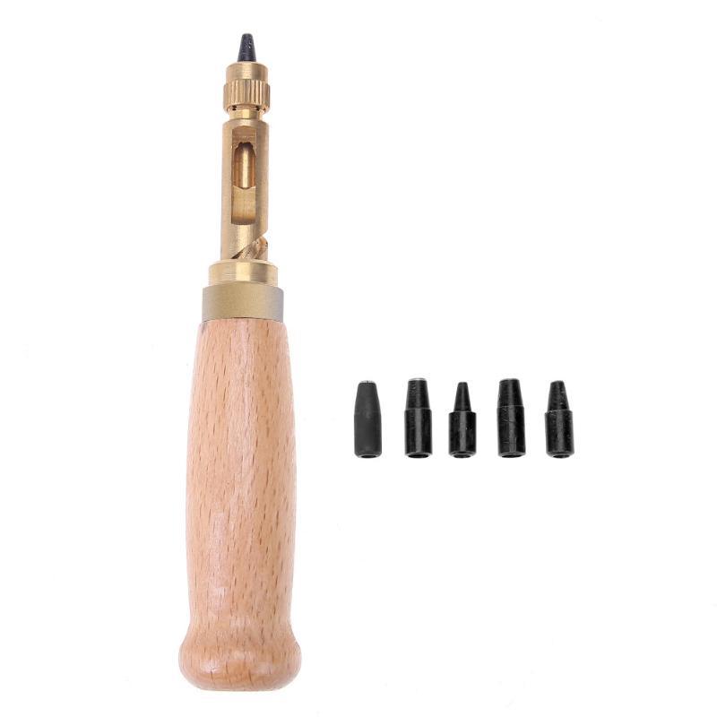 Hole Punch Screw Removable Book Drill Auto with 6 Size Tip 1.5-4mm Automatic Belts Screw Punch Leather Tools