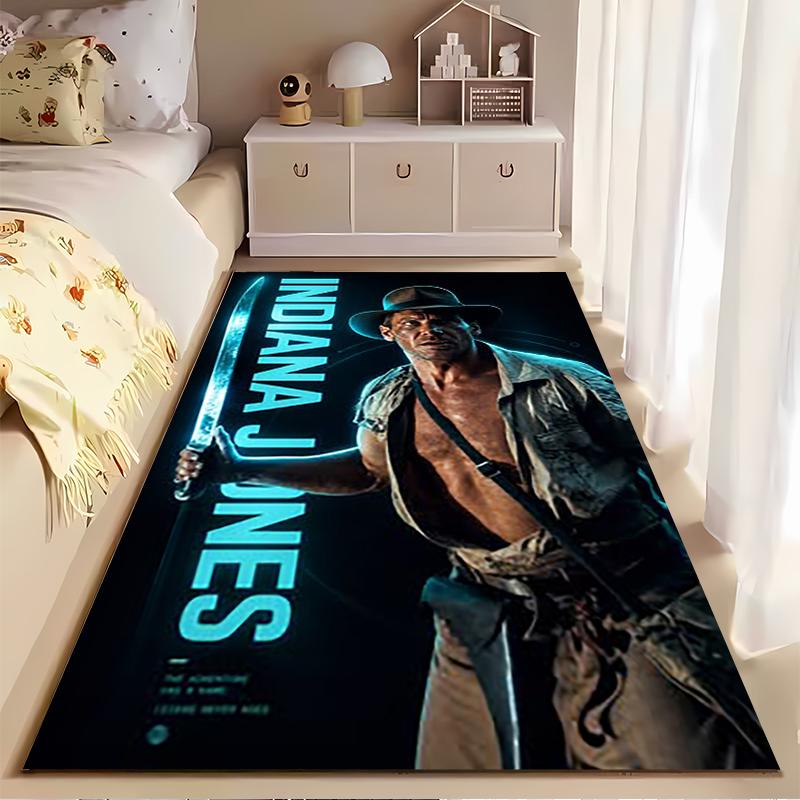 Pop Culture Area Rug, Indiana Jones Raiders Lost Ark Neon Sword Movie Poster, Living Room Decor, Non-Slip Mat