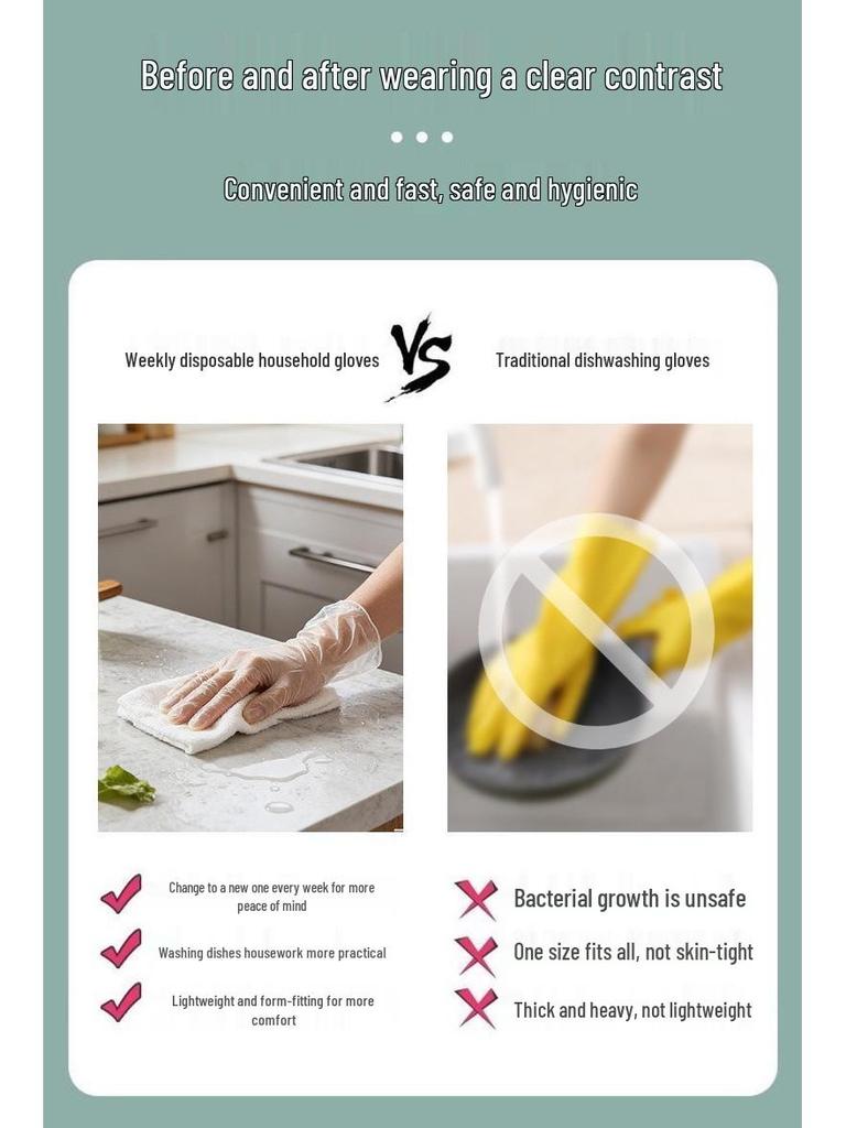 Durable Waterproof Food Grade PVC Gloves - Thick, Anti-slip for Dishwashing, Cleaning, and Cooking