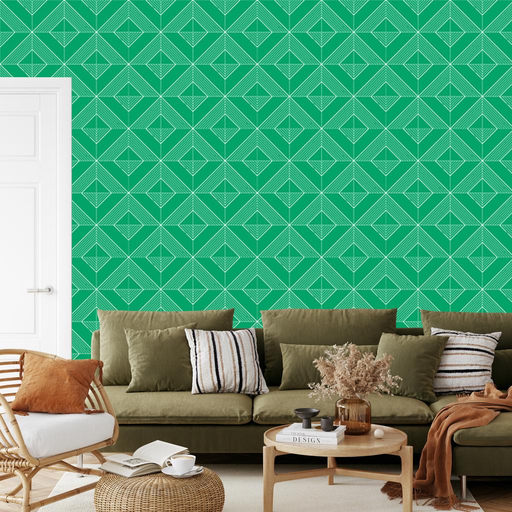 Geometric Sea Rhombus Wallpaper, Sea Center 50x1000