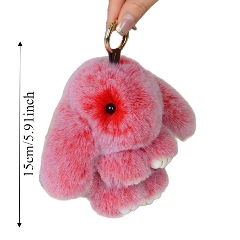 Lovely Play Dead Rabbit Doll Fluffy Plush Rabbit Pendant Rabbit Fur Keychain  Children's Toys