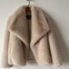 Women's Turn Down Collar Long Sleeve Faux Fur Coat Loose Fit Casual Winter Jacket