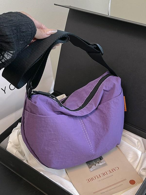Nylon Casual Crossbody Bag For Women With Zipper Closure And Internal Pocket
