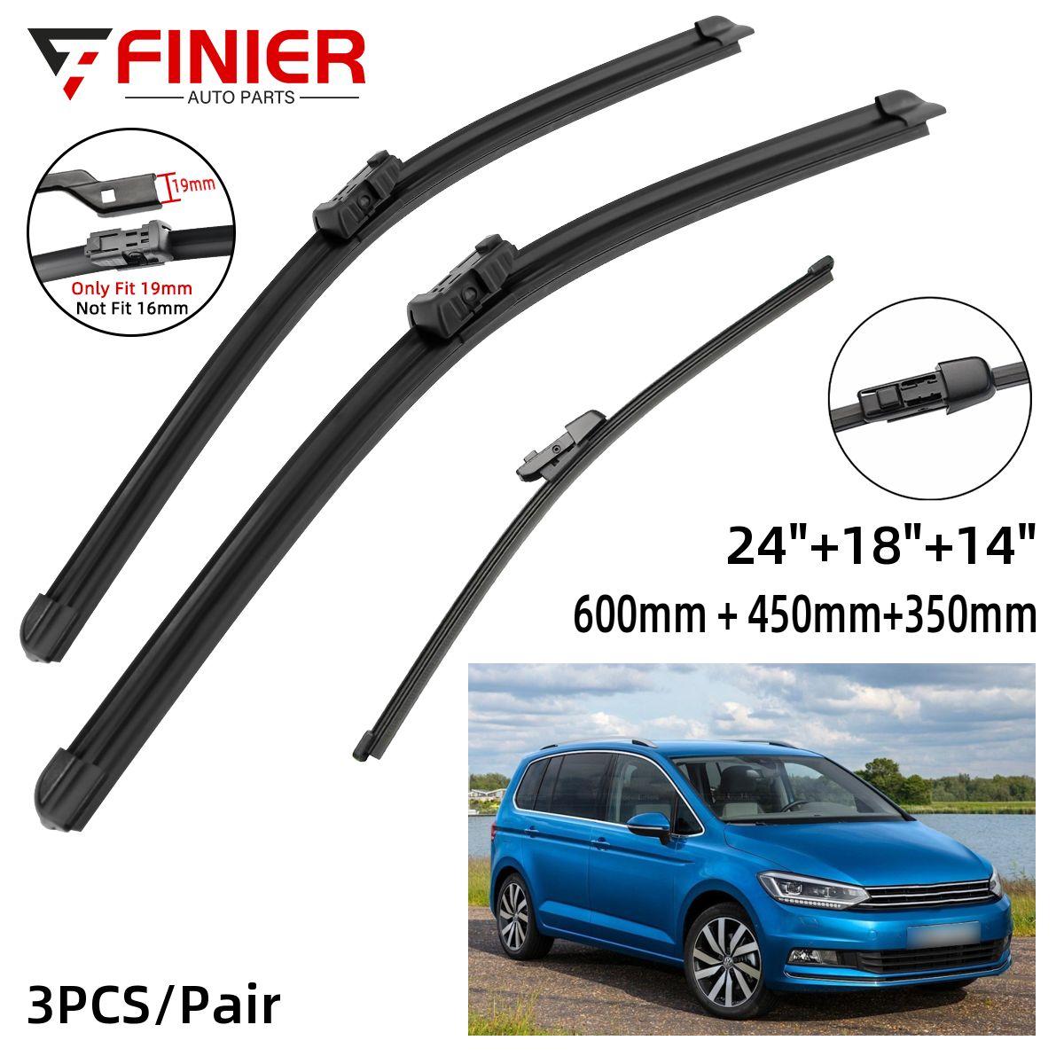 

3PCS Wiper Blades For VW Touran 1T3 2010-2015 24 18 14 Fit Front Windshield Windscreen Window Brushes Cutter Accessories 2011 2012 2013 2014 2015