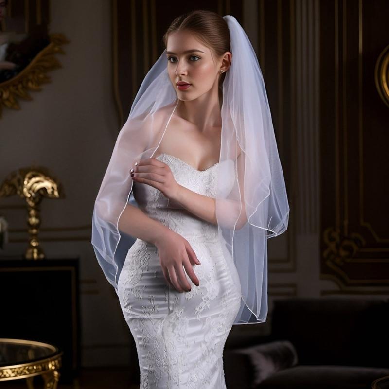 Bridal Veil for Bachelorette Party Sheer Veil for Wedding Headpiece Wedding Veil Head Covering White