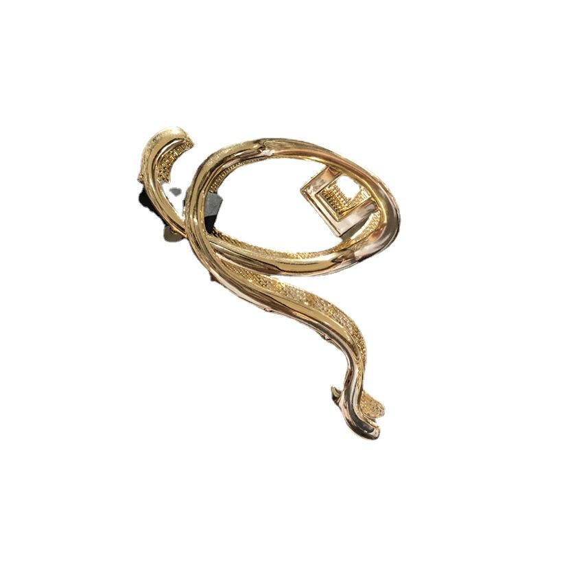 Metal Wave Crossed Line Hair Clip