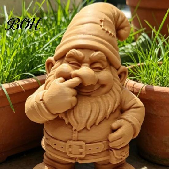 Desk Gnome Statue 3D Printed Figurine, Nose Picking Cartoon Statue, DIY Garden Figure Coloring Painting Dwarf Sculpture for Home Office Decor Ornament