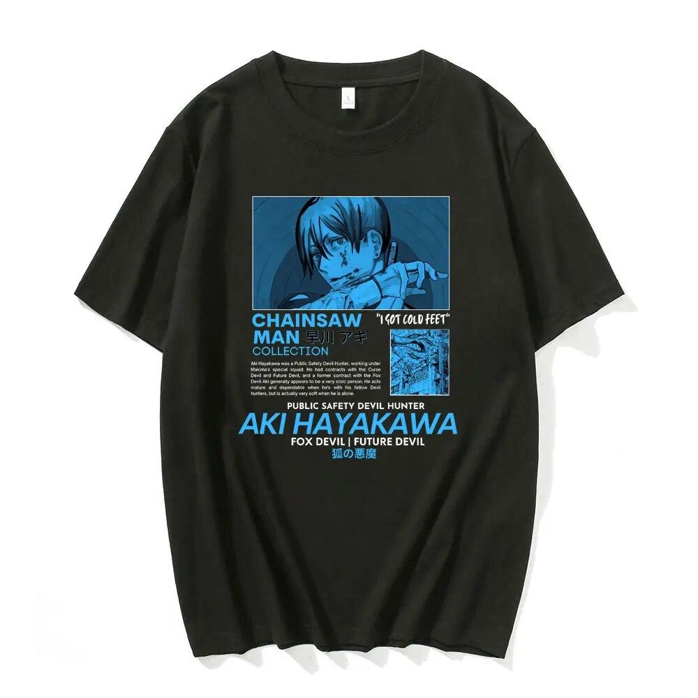 Muž motorovou pilou MAKIMA Japonské anime tričko Unisex Manga Trička s grafikou Trička Funny Cartoon Tričko Unisex Hip Hop Trička Unisex
