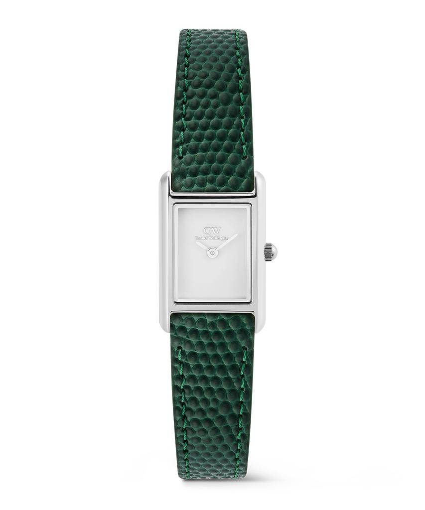Danielwellingteon Bound Mini Green Lizard Silver Embossed Pattern Daily Watch