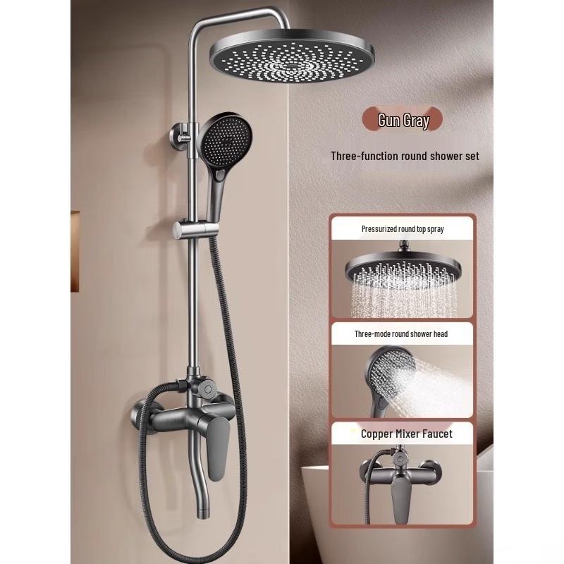 Brass Wall-Mounted Shower Faucet Set