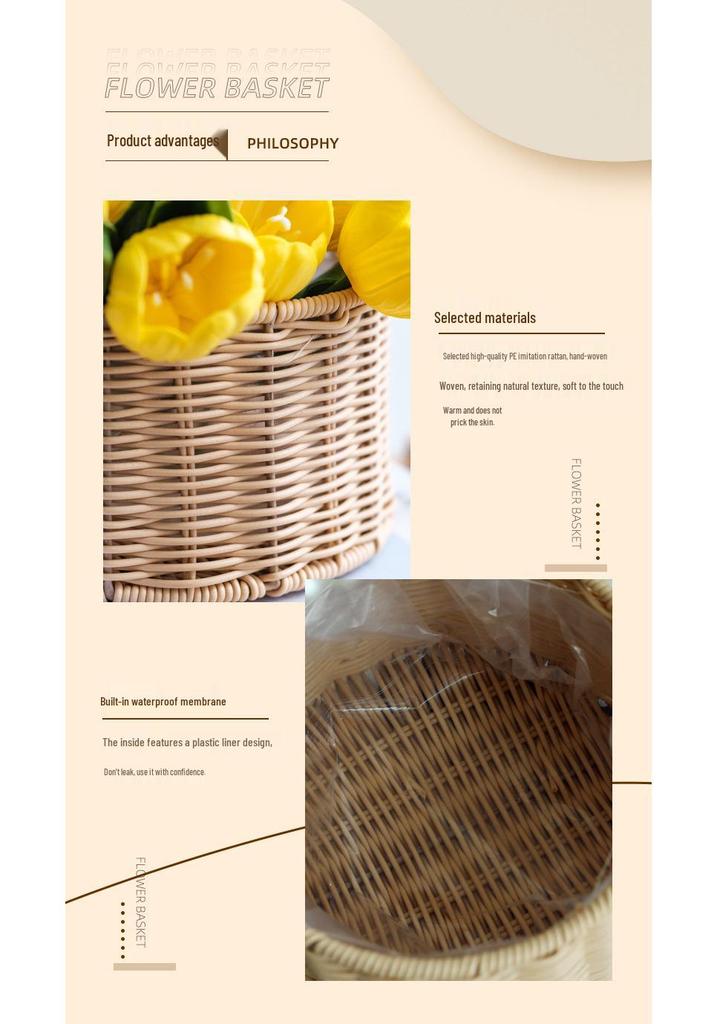 Mother's Day Pearl Handheld Woven Flower & Dessert Display Basket