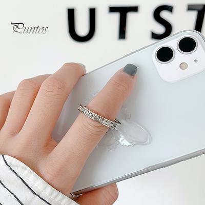 Finger Ring Phone Holder 360 Degree Rotatable Strong Adhesiveness Universal Mini Rhinestone Finger Ring Phone Back Sticker Pad Bracket for Outdoor