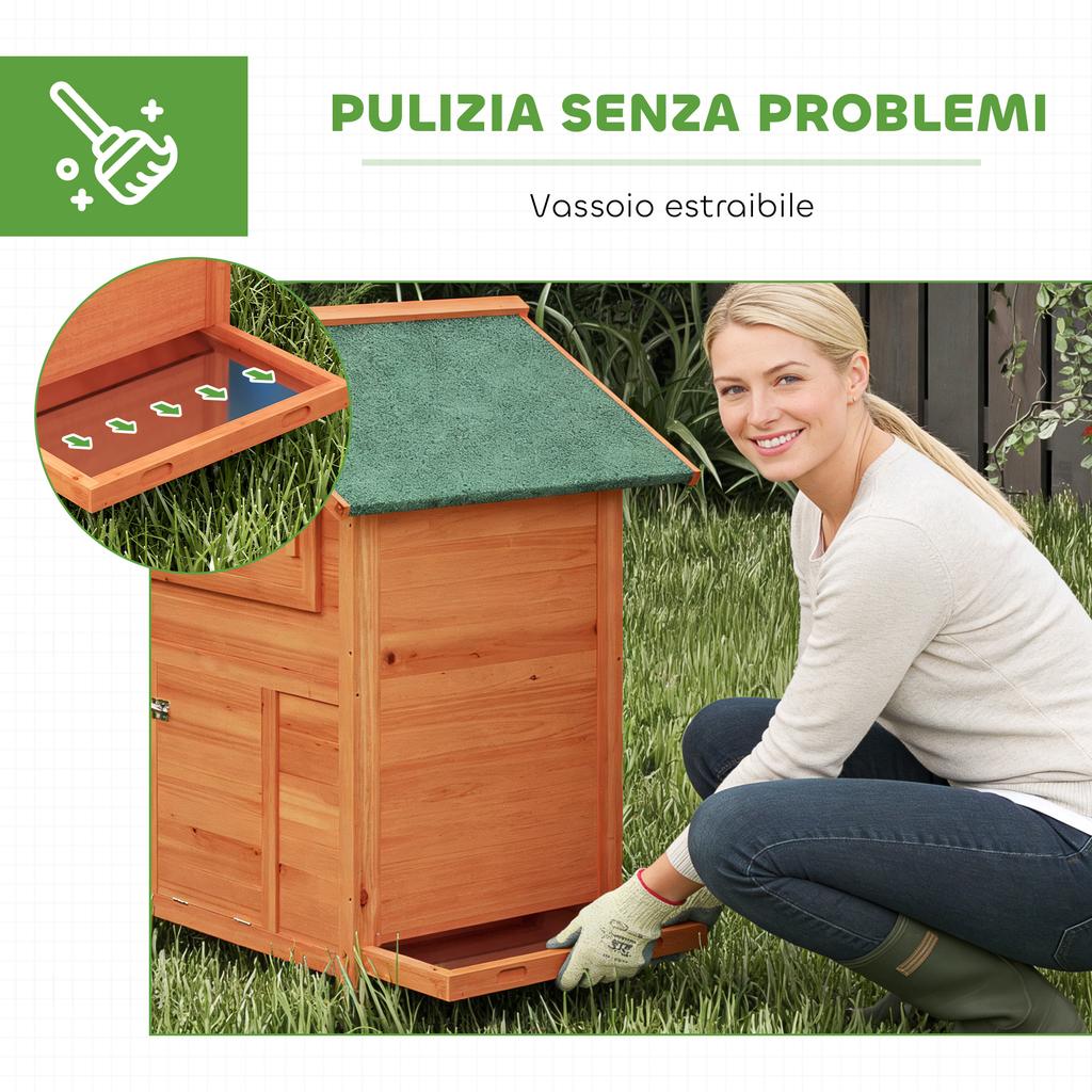 Wooden Chicken Coop with Nest, Waterproof Roof, Removable Tray, 2 Perches, Ramp, Window, for 2 Chickens, Ducks, Orange