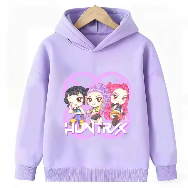 2026 Kinder Kpop Dämonenjäger Lila Hoodie - Warm, Lässig und Locker geschnitten für Jungen & Mädchen