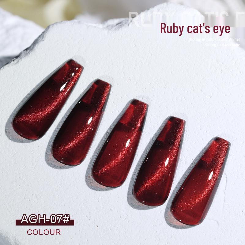 AS New Gem Red Cat Eye Gel Polish - Autumn/Winter 2022 Dynamic Crushed Diamond Crystal Cat Eye Nail Art