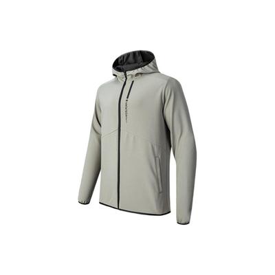 Anta FW22 Solid Color Letter Print Drawstring Hooded Long Sleeve Waterproof Breathable Jacket Men Jacket Gray 952247611-1