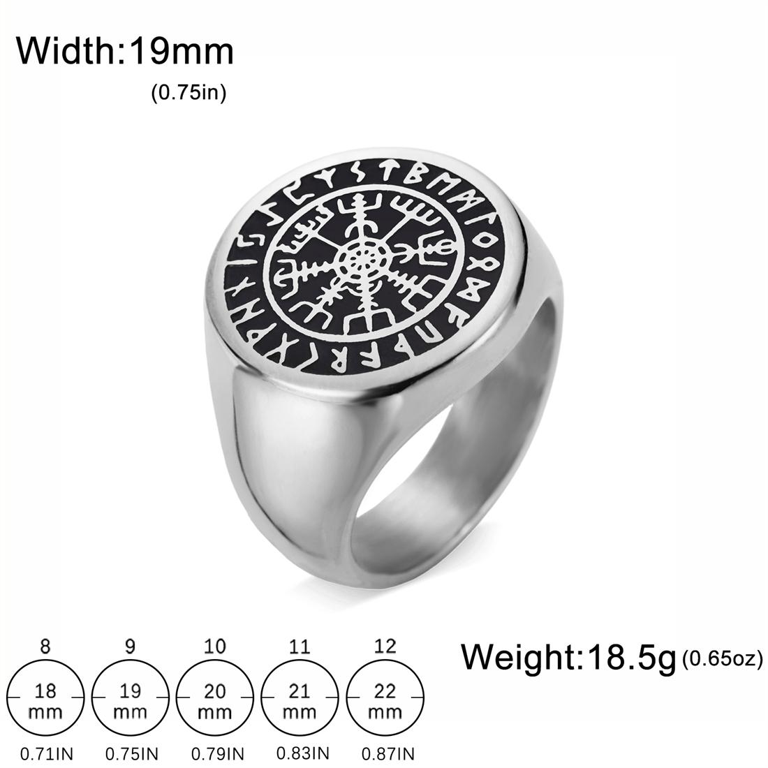 Viking Compass Vegvisir Ring for Men Nordic Odin Runic Totem Rings Stainless Steel Norse Mythology Amulet Jewelry Gifts 8