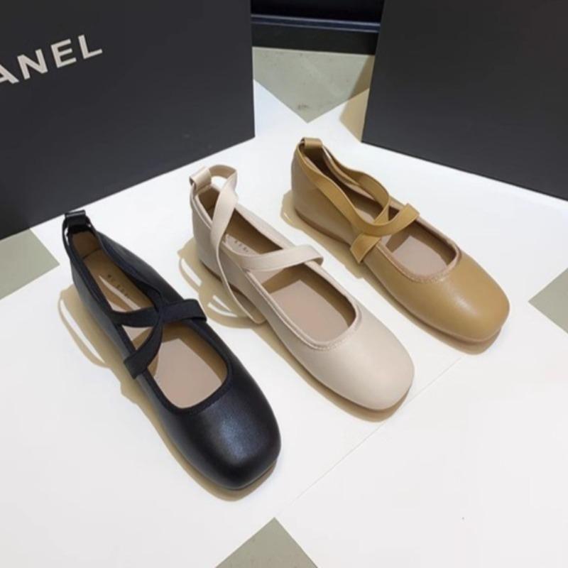 Fashion Women's Flat Shoes Spring New Square Head Shallow Mouth Soft Sole Anti-slip Wear-resistant Low-top Shoes