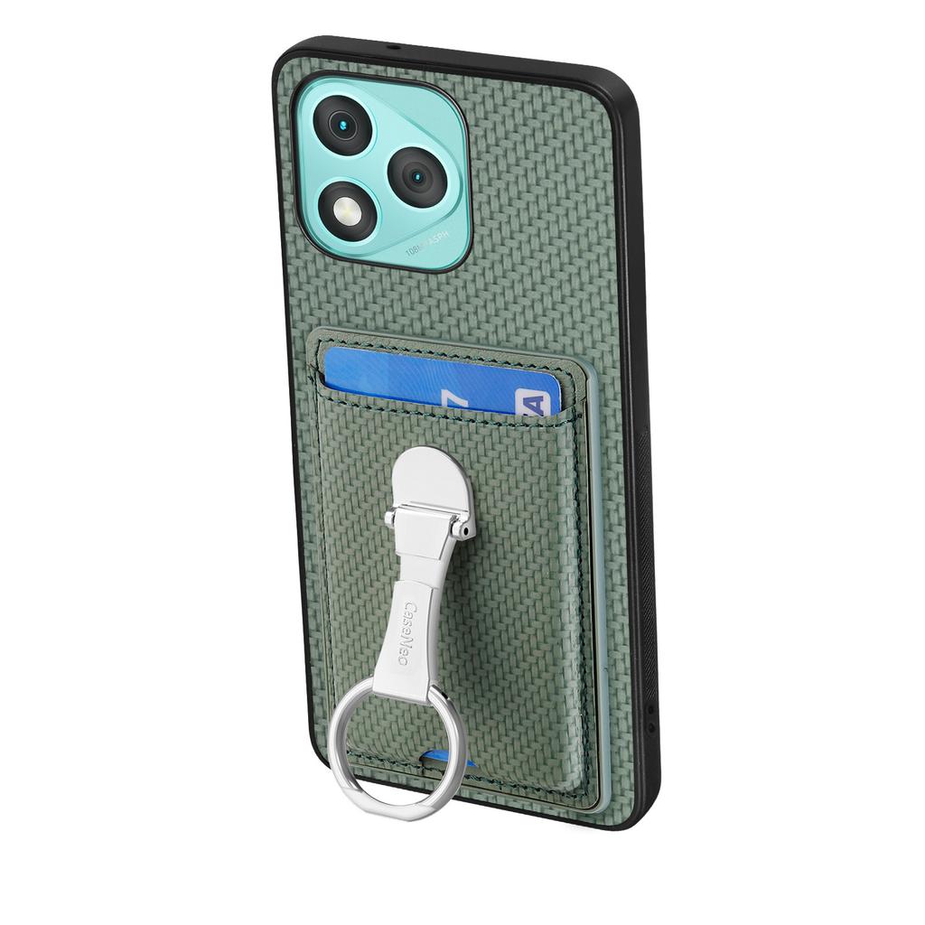 Für Honor 400 Lite 5G Leder Handy-Rückseite mit Ständer und Kartenfächern Kohlefaser-Textur