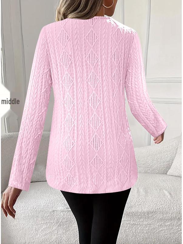 Elegant Lace Hollow Irregular Hem Women's Long Sleeve Top, 2025 Collection