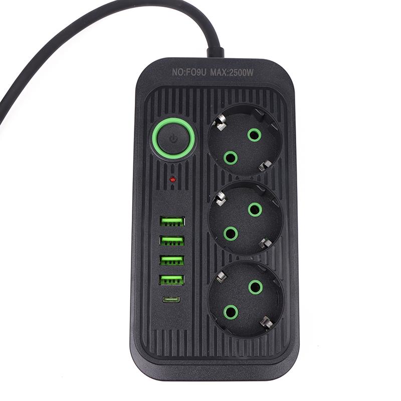 1Pc Spina UE Multipresa Presa CA Cavo di prolunga multipresa Presa elettrica con 4 porte USB Caricabatterie rapido Spina UE