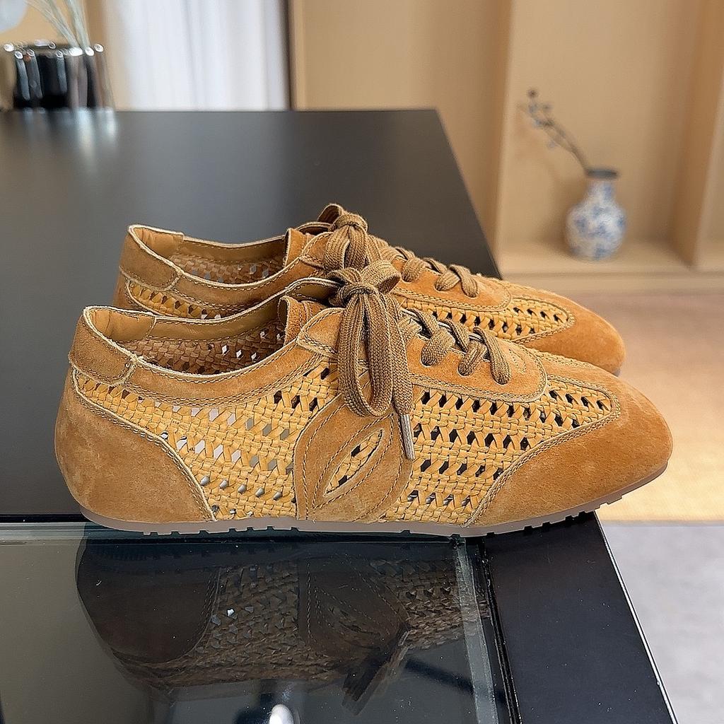 2025 summer new mesh breathable soft bottom flat bottom German training shoes women's sports and leisure shoes lightweight and versatile Forrest