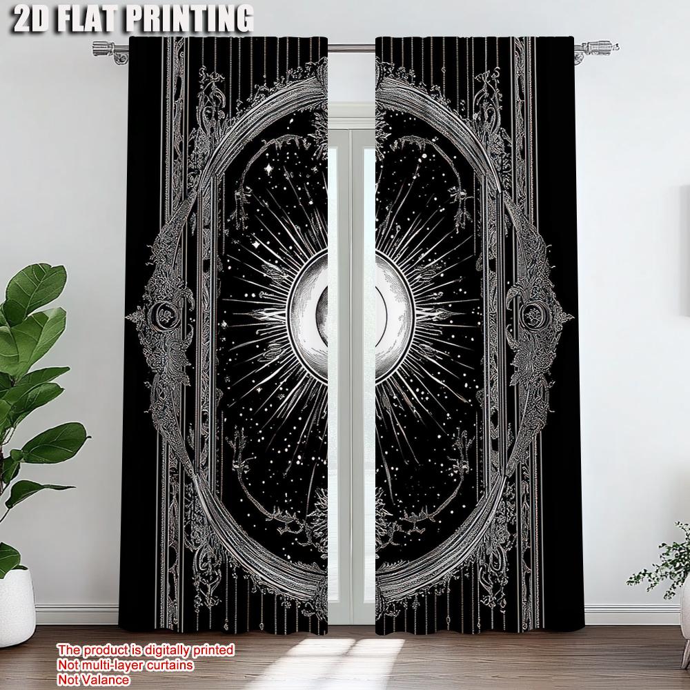 2Pcs Sun Constellation Darkening Curtain Gothic Boho Blackout Curtains For Living Room Bedroom Home Decor