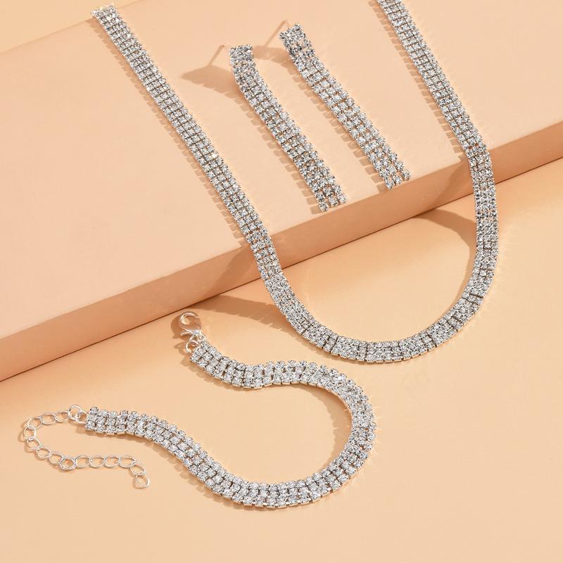 Meier Three-piece wedding jewelry necklace, earrings and bracelet wedding dinner set